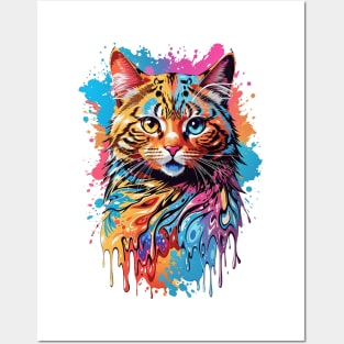 Cat with Paint Splatters | Tie Dye | Art Posters and Art